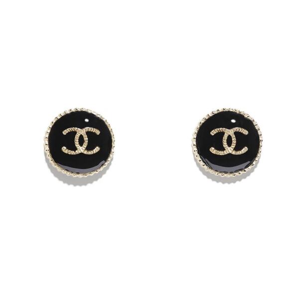 Chanel Black and Gold CC Button Earrings Printemps Spring/Summer 2022 (CCXX015) - Picture 1 of 4